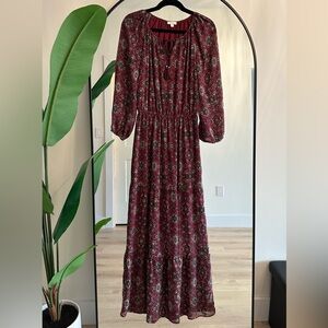 Charming Charlie Burgundy Patterned Maxi Dress Size S